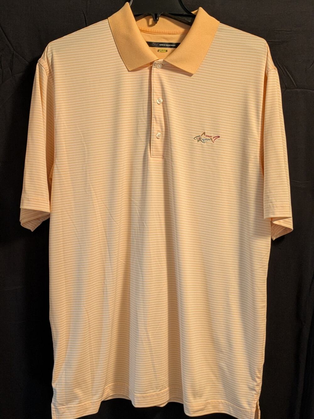 Greg Norman Play Dry Golf Polo Shirt Men's Orange White Striped Short Sleeve XL